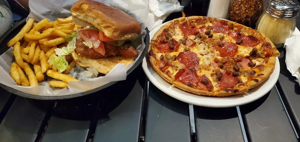 Chicken Sandwich and Pepperoni Pizza